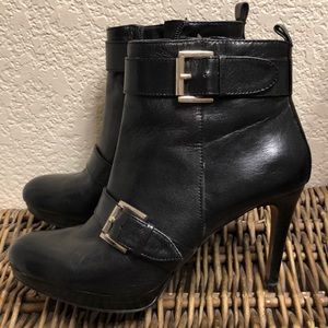 Black ankle boots with buckles